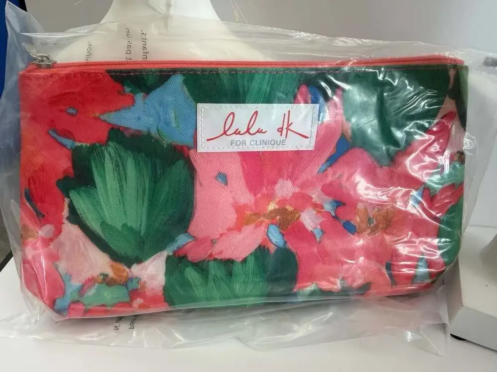 Lulu DK for Clinique Floral Cosmetic Zippered Makeup Pouch